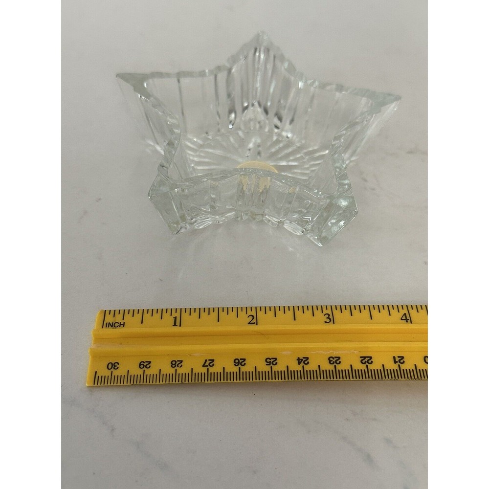 Vtg Crystal Clear Star Shape Lead Crystal Trinket Jewelry Box Romania Glass Lid - Picture 16 of 16
